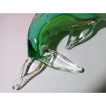 Solid Glass Dolphin with Inner Shades of Green