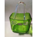 Smaller Green & Clear Glass Basket