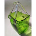 Smaller Green & Clear Glass Basket