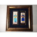 Framed Wall Hanging Depicting Two Oriental Warriors