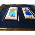 Framed Wall Hanging Depicting Two Oriental Warriors