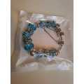 Unique Blue Beads Design Silverplate Bracelet & Charms 18cm