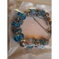 Unique Blue Beads Design Silverplate Bracelet & Charms 18cm