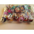 50 x Colourful Glass Beads with Large Holes for Jewelry Making