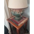 Single beautiful Hand made unique used  table lamp with old shade large and heavy.See note