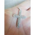MAGNIFICENT!! LARGE STERLING SILVER CZ CROSS PENDANT 3,7g  WOW!!