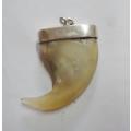 WOW!! LARGE VINTAGE STERLING SILVER & LION CLAW PENDANT 4,6g WOW!!