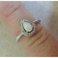 STUNNING!! STERLING SILVER OPAL & CZ RING  2,9g  SIZE N WOW!!