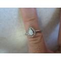 STUNNING!! STERLING SILVER OPAL & CZ RING  2,9g  SIZE N WOW!!