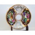 SUPERB!! 19TH CENTURY HAND PAINTED CUP & SAUCER WITH MAHOGANY STAND AMAZING FIND!! WOW!!