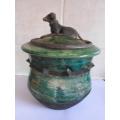 WOW!! CATHERINE BRENNON DOG LIDDED POT DATED '99 VALUE R 6500 WOW!!  WOW!!