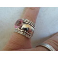 EXQUISITE!! LARGE STERLING SILVER 5,00ct PINK SAPPHIRE and CZ RING  7,5g WOW!