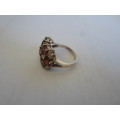 SPECTACULAR!! LARGE STERLING SILVER 2,80ct GARNET and CZ RING  6,5g WOW!