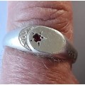 Awesome vintage sterling silver garnet signet ring  2,7g Wow!!