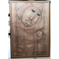Increadible!! Large Ben Macala mixed media on card dated 74 value R5500
