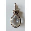 Wow large sterling silver Topaz and garnet pendant 9,90g wow!!