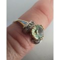 Spectacular!! Vintage 14ct gold green chrystoberyl and diamond ring by Kja Value R7950