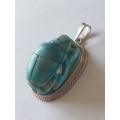 Wow large vintage Egyptian sterling silver Scarab pendant 9,2g