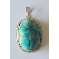 Wow large vintage Egyptian sterling silver Scarab pendant 9,2g
