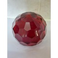 Amazing vintage faceted ruby glass paperweight STUNNER!!