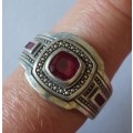 Awesome vintage sterling silver ruby ring 5,8g