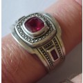Awesome vintage sterling silver ruby ring 5,8g