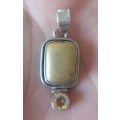 Exquisite vintage sterling silver gold stone & topaz pendant 12,5g value R1000
