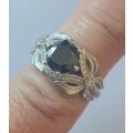 Magnificent!! NEW! 1,50ct black Moissanite & cz sterling silver ring 3,9g WOW!!