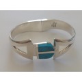 Extraordinary!! Mexican sterling silver turquoise bangle 51,4g Value R4500
