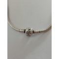 Wow!! Pandora sterling silver charm necklace 28g