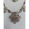 Magnificent vintage 830 silver amethyst necklace with celtic design 32,7g Value R2500