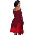 *WILD ROSE* Burgundy Lacy Embroidery Tulle Skirt Skater Dress - S/M/L