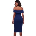 *WILD ROSE* *LOCAL STOCK* Royal Blue Ruched Off Shoulder Bodycon Midi Dress - MEDIUM