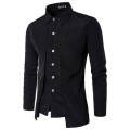 *WILD ROSE* Stylish Black Long Sleeve Asymmetric Turndown Collar Shirt - M/L/XL/2XL