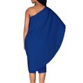 *WILD ROSE* Blue Batwing Sleeve One Shoulder Sheath Dress - S/M/L/XL