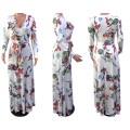 *WILD ROSE* Flower Print Long Sleeve Wrap Maxi Dress - M/L/XL/2XL/3XL