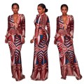 *WILD ROSE* Deep-V Print Maxi Dress with Long Sleeves - S/M/L/XL/2XL/3XL