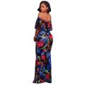 *WILD ROSE* Off Shoulder Women Floral Print Maxi Dress with Overlay - S/M/L/XL