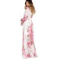 *WILD ROSE* Pink Floral Print Wrapped Long Boho Dress - S/M/L/XL/2XL/3XL