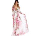 *WILD ROSE* Pink Floral Print Wrapped Long Boho Dress - S/M/L/XL/2XL/3XL