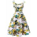 *LOCAL STOCK* Clearance! Vintage Retro Yellow Floral Sleeveless Print Swing Dress - SMALL