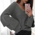 *WILD ROSE* Grey Tiered Sleeve Sweater Pullover - One Size