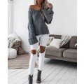 *WILD ROSE* Grey Tiered Sleeve Sweater Pullover - One Size