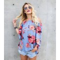 *LOCAL STOCK* Clearance! Blue Floral Off Shoulder Top - MEDIUM (10/34)
