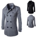 Stylish Grey Mens Trench Jacket Double Breasted Coat - M/L/XL/2XL/3XL