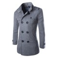 Stylish Grey Mens Trench Jacket Double Breasted Coat - M/L/XL/2XL/3XL