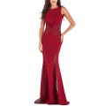 *WILD ROSE* Elegant Red Sleeveless Mesh & Lace Formal Evening Dress - M/L