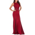 *WILD ROSE* Elegant Red Sleeveless Mesh & Lace Formal Evening Dress - M/L
