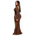*WILD ROSE* Brown Mermaid Evening Dress with Long Sleeves  - S/M/L/XL