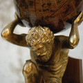 VINTAGE PAIR OF ATLAS BOOKENDS - 1960's - MADE IN ITALY - ATLAS CARRYING THE WORLD ON HIS SHOULDERS